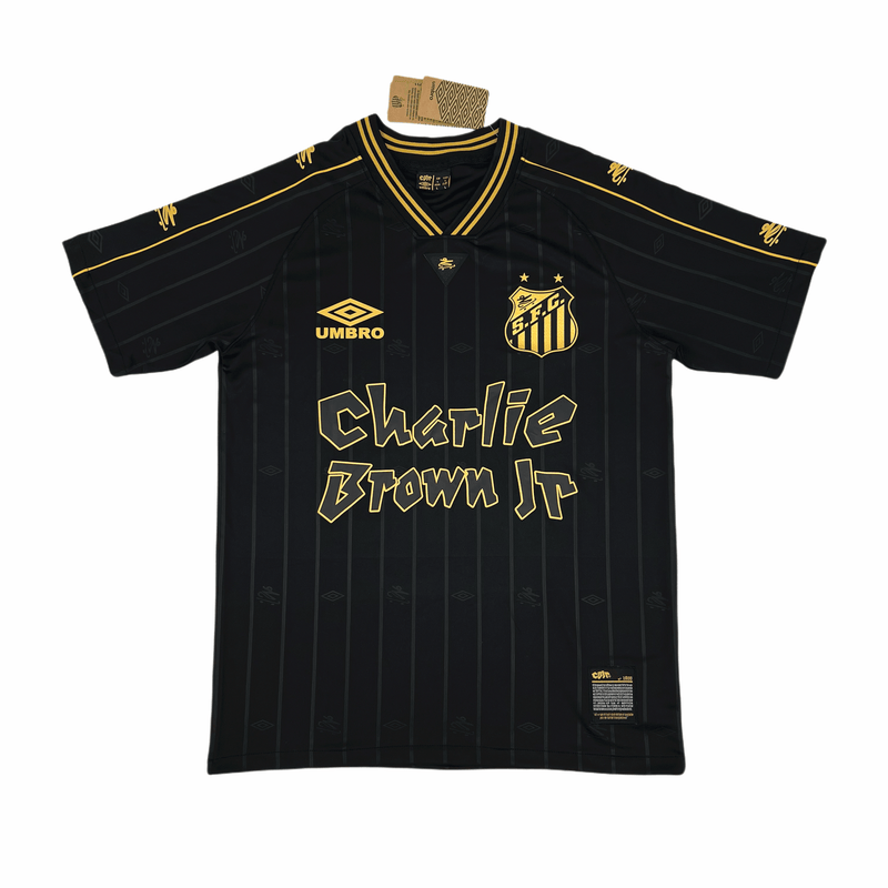 Camisa-Hombre-SANTOS-CBJ-Umbro-Negro-y-Dorado-SANTOS-CBJ-Umbro-Men's-Shirt-Black-and-Gold-charlie Brown jr