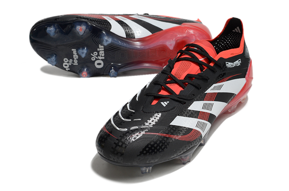 Adidas Predator Tongue FG Elite Football Boot - Black/Red 